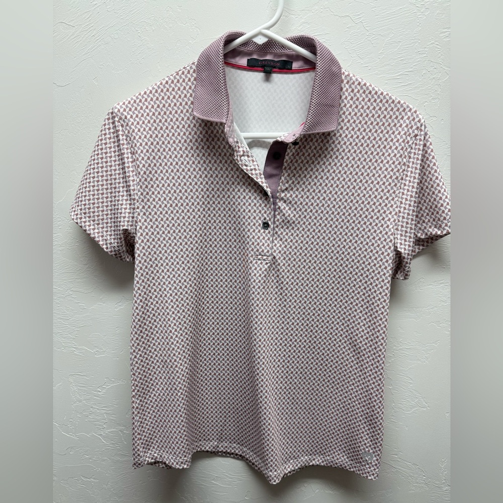 Greyson Pink and Purple Wolf Patterned Polo Shirt - size M